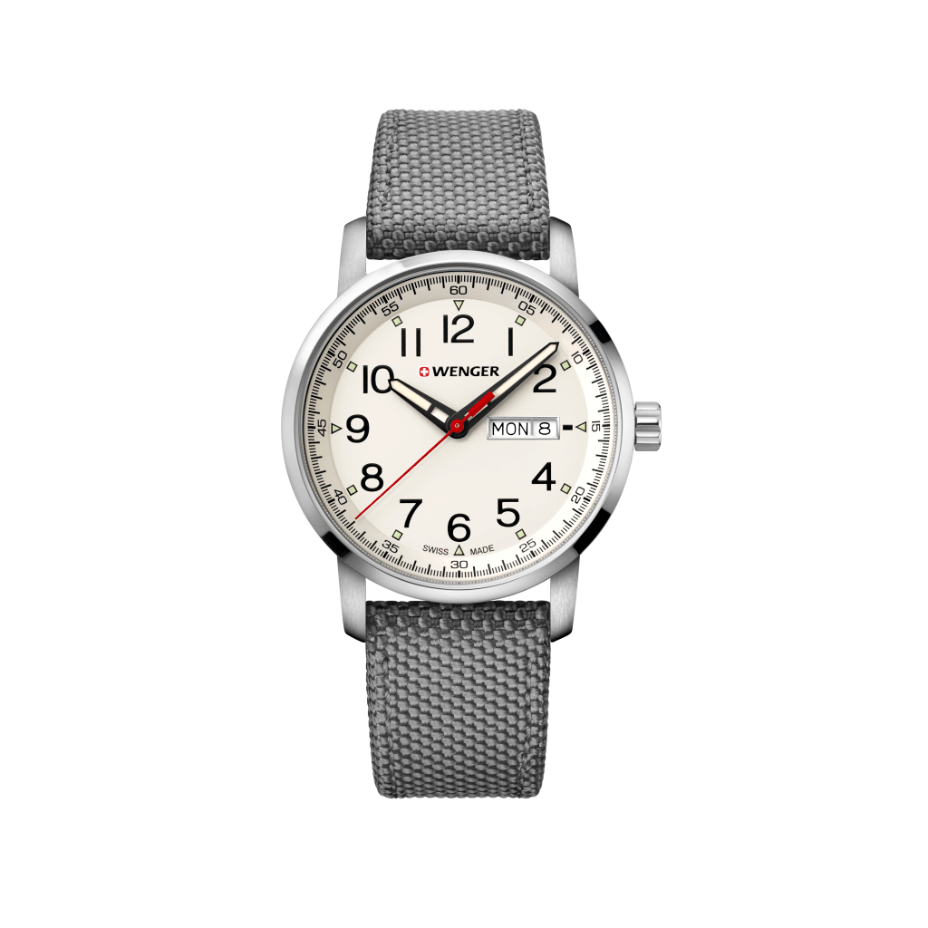 WENGER Attitude Heritage Sport Orologio Uomo – Svizzero Al Quarzo, Cassa Acciaio 316L, Vetro Zaffiro, Cinturino Nylon E Pelle